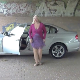A plump, blonde, mature woman gets out of a car after parking under a bridge and takes a piss and shit on the road. Presented in 720P HD. About 1.5 minutes.